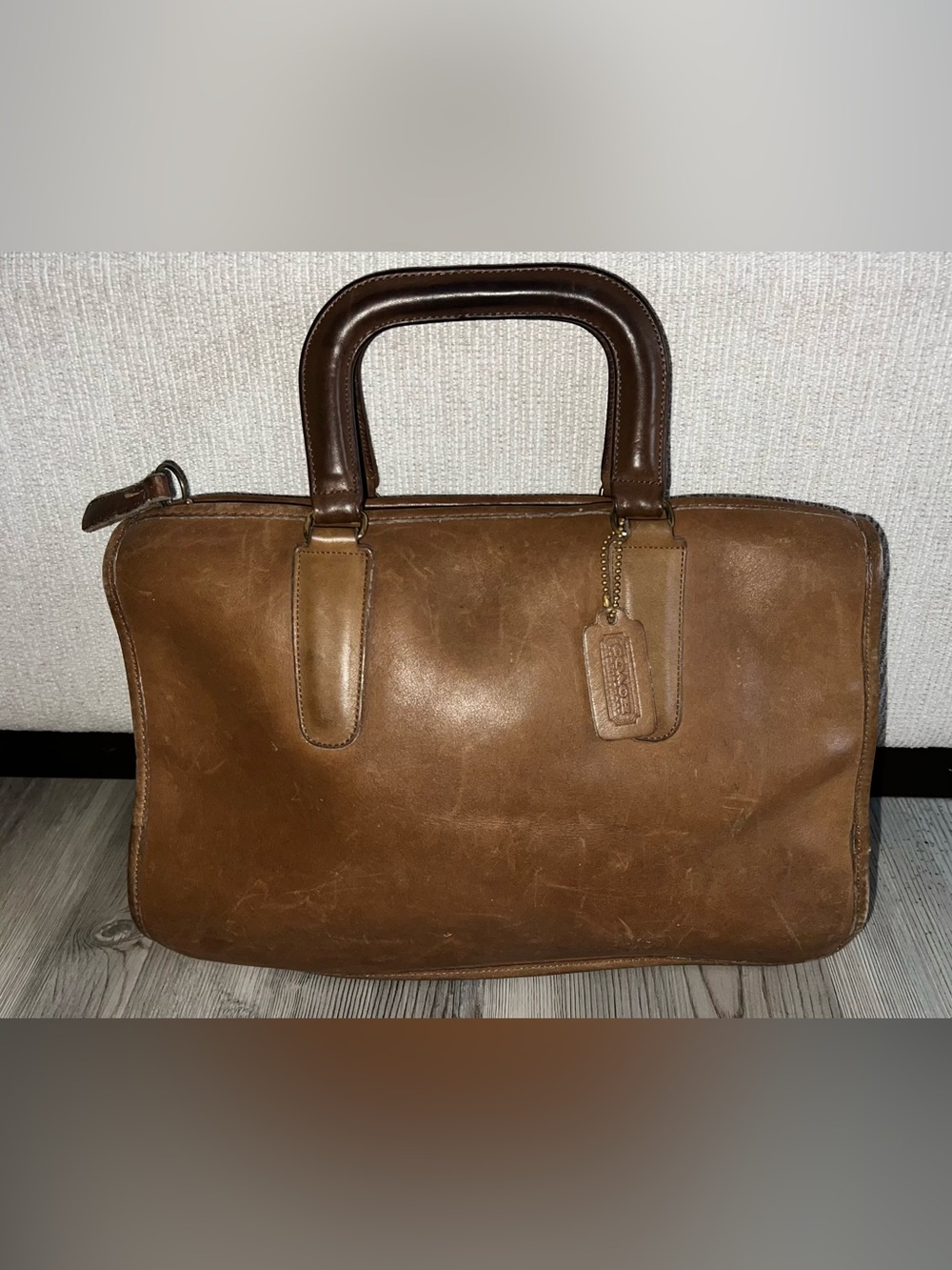 Vintage COACH 70s Bonnie Cashin Slim Satchel Compact Brown Leather NYC Bag Purse